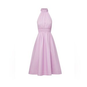 Veronica Beard Kinny Smocked Cotton Blend Midi Dress Barely Orchid Size 12 NWT